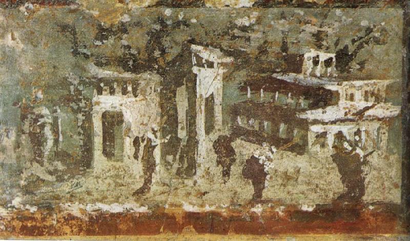 unknow artist Wall painting of houses at noon from Pompeii Norge oil painting art
